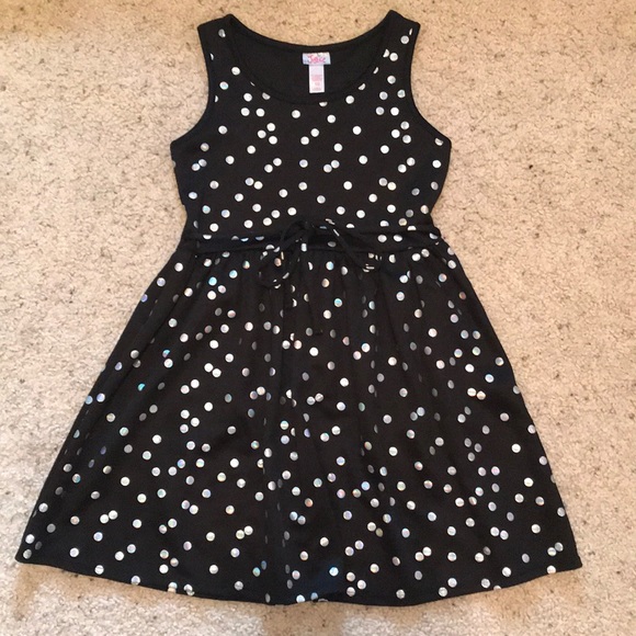 Girls black and silver spotted dress - Picture 1 of 2